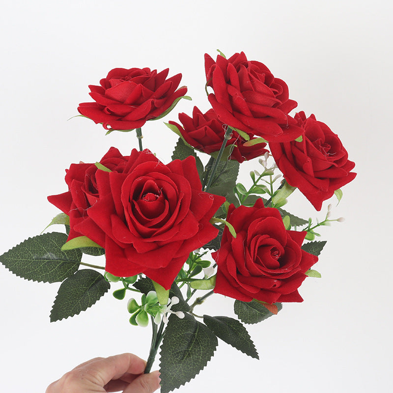 11 Colors 14 Inch Velvet Artificial Rose Bush Stems Bulk 11 Pcs Silk Flowers