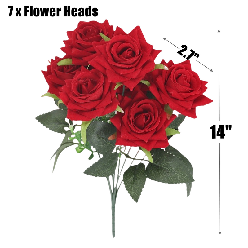 11 Colors 14 Inch Velvet Artificial Rose Bush Stems Bulk 11 Pcs Silk Flowers