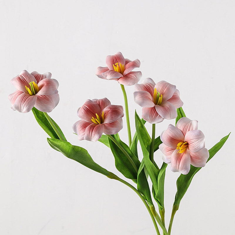 18 Inch Artificial Tulip Stems with Leaves, 10 Pcs Real Touch Silk Flowers Bulk