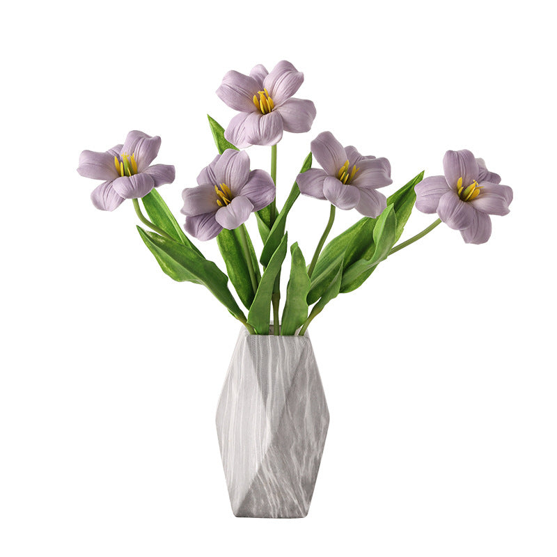 18 Inch Artificial Tulip Stems with Leaves, 10 Pcs Real Touch Silk Flowers Bulk
