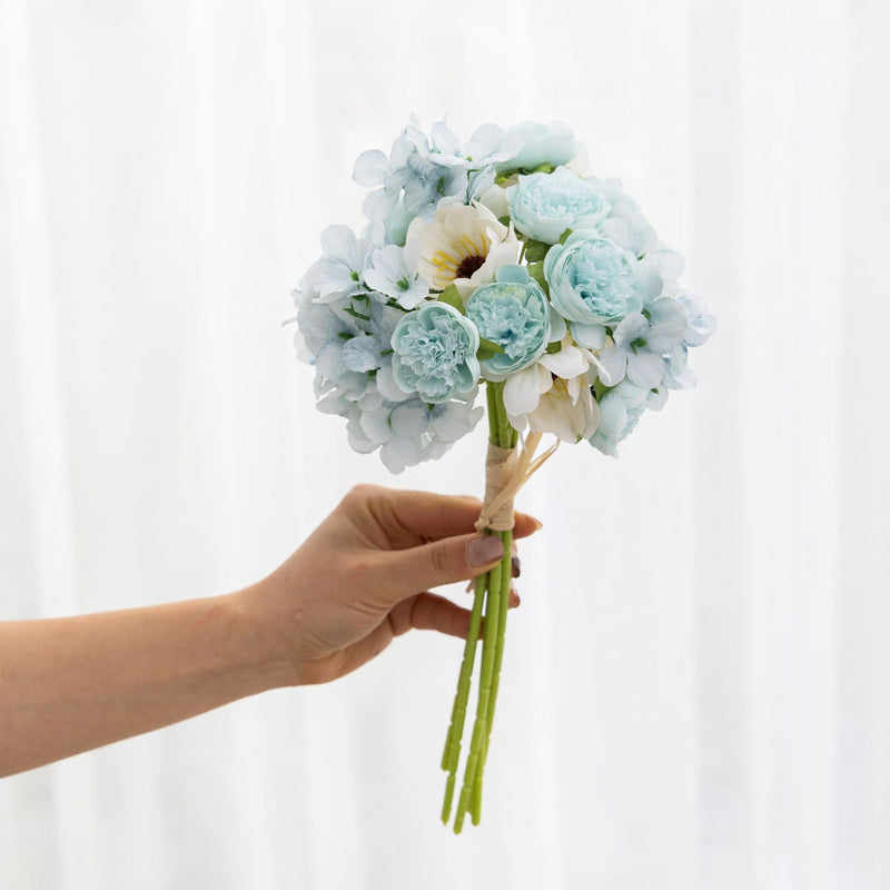 12 Inch Artificial Peony and Hydrangea Bouquet, 1 Pc Silk Floral Arrangement for Wedding and Home Decor