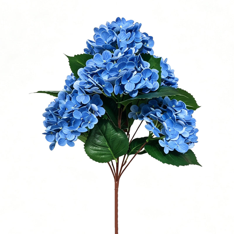 Real Touch Faux Hydrangea Bush, 24-Inch Large Artificial Flowers with 7 Heads, UV Resistant for Outdoor Planters, Wedding Arch & Home Decor