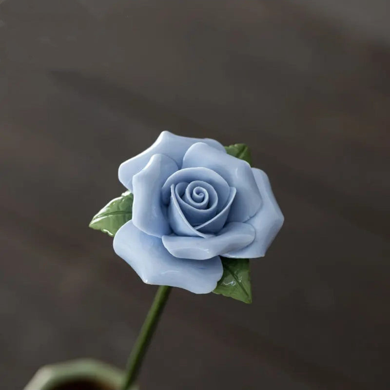 Porcelain Rose Flower Stems 10 Pcs Ceramic Craft Floral Decoration Bulk