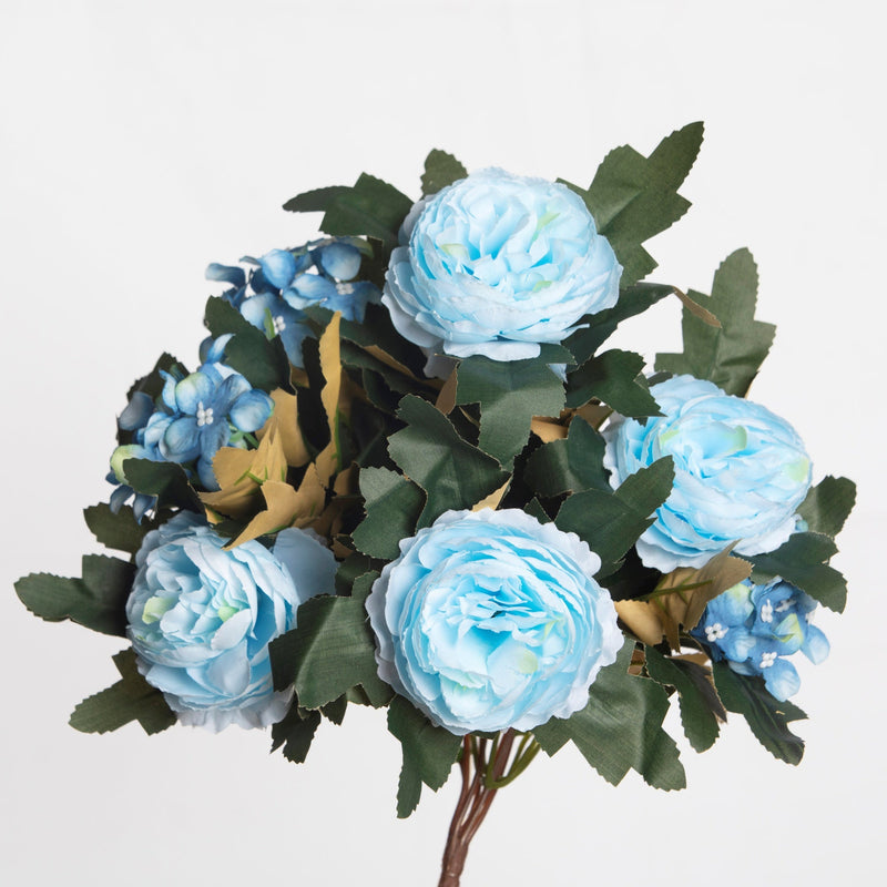 16 Inch Vintage Peony Bush Bouquet with Mixed Hydrangea, 1 Bulk Artificial Silk Flowers for Wedding Crafts Party