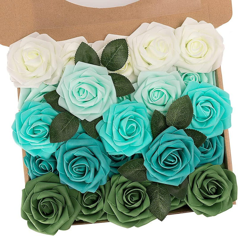25 Pcs Foam Rose Stems Real Touch Artificial Flowers for Wedding DIY Bulk