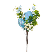 6 Pcs Artificial Easter Flower Stems with Egg Ornaments, Faux Silk Floral Stems Bulk