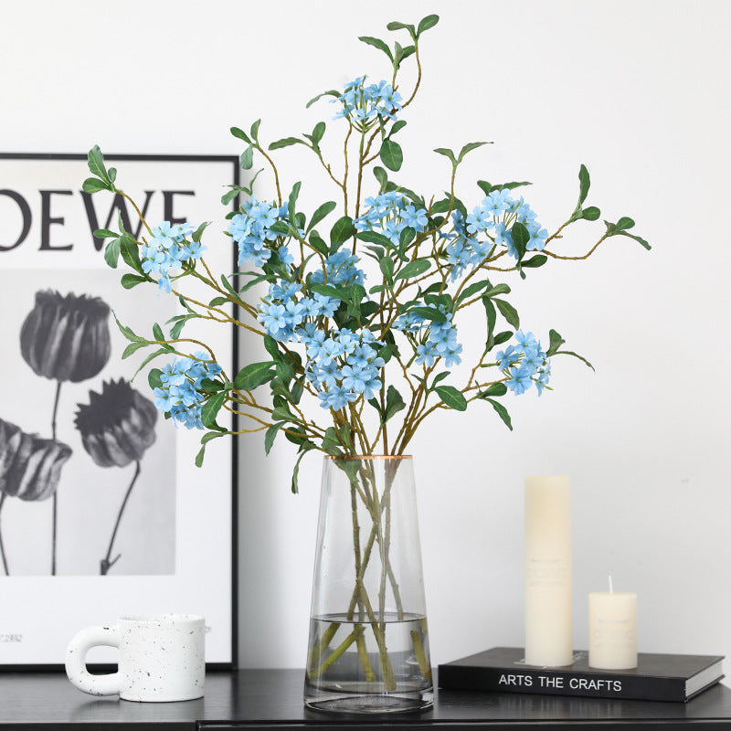 2 Pcs 33.4 Inch Blue Plumbago Artificial Silk Flower Stems