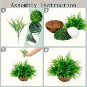 Boston Fern Hanging Topiary Baskets, Artificial, Bulk Quantity for Outdoor Decor