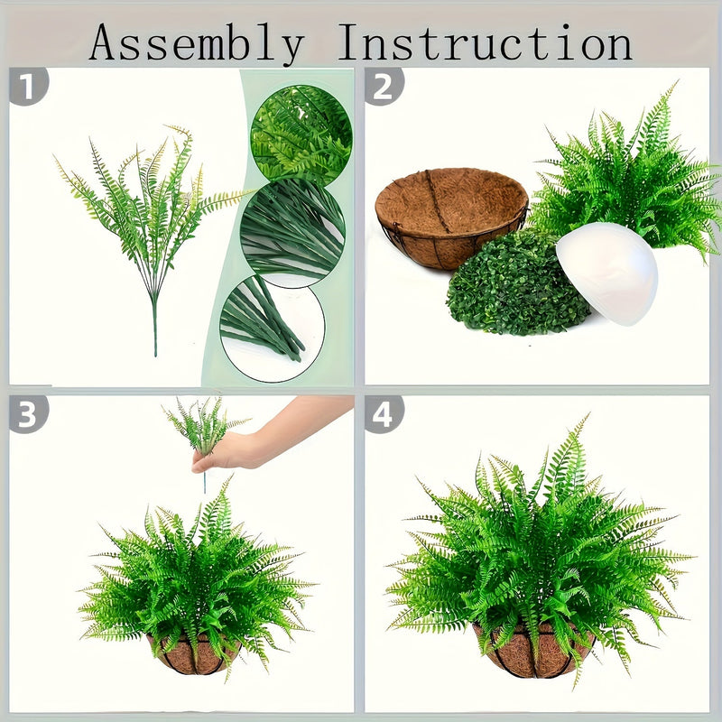 Boston Fern Hanging Topiary Baskets, Artificial, Bulk Quantity for Outdoor Decor