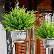 8 Bundles Artificial Boston Fern Plants 12 Inch Fall Greenery for Outdoor Decor