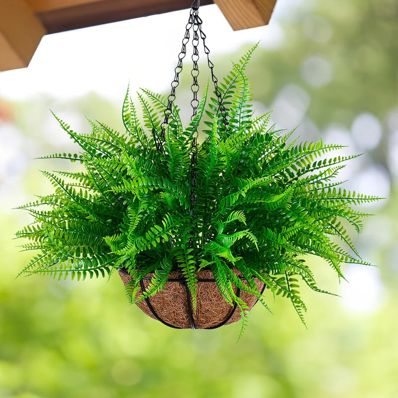 Boston Fern Hanging Topiary Baskets, Artificial, Bulk Quantity for Outdoor Decor