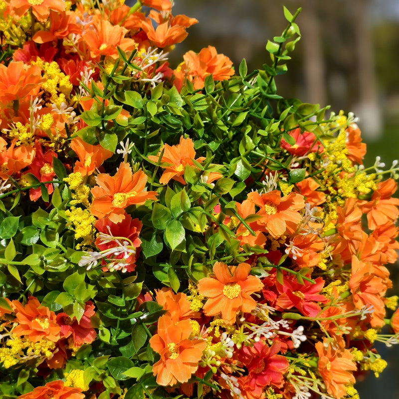 24 Bundles Artificial Spring Daisy Flowers with Greenery, UV Resistant, Outdoor Durable