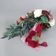 9 Inch Cascading Rose Bridal Bouquet Artificial Flowers Bulk Wholesale