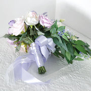 9 Inch Cascading Peony Bridal Bouquet 10 Stems Pink and Purple Artificial Flowers