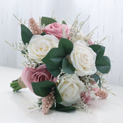 7 Inch Artificial Rose Bridesmaid Bouquets 10 Pcs Silk Wedding Flowers Bulk
