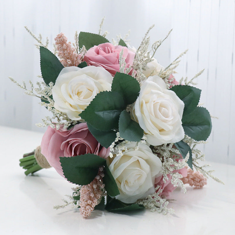 7 Inch Artificial Rose Bridesmaid Bouquets 10 Pcs Silk Wedding Flowers Bulk