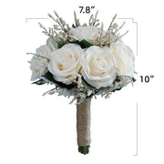 7 Inch Artificial Rose Bridesmaid Bouquets 10 Pcs Silk Wedding Flowers Bulk