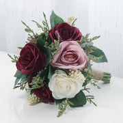 7 Inch Artificial Rose Bridesmaid Bouquets 10 Pcs Silk Wedding Flowers Bulk