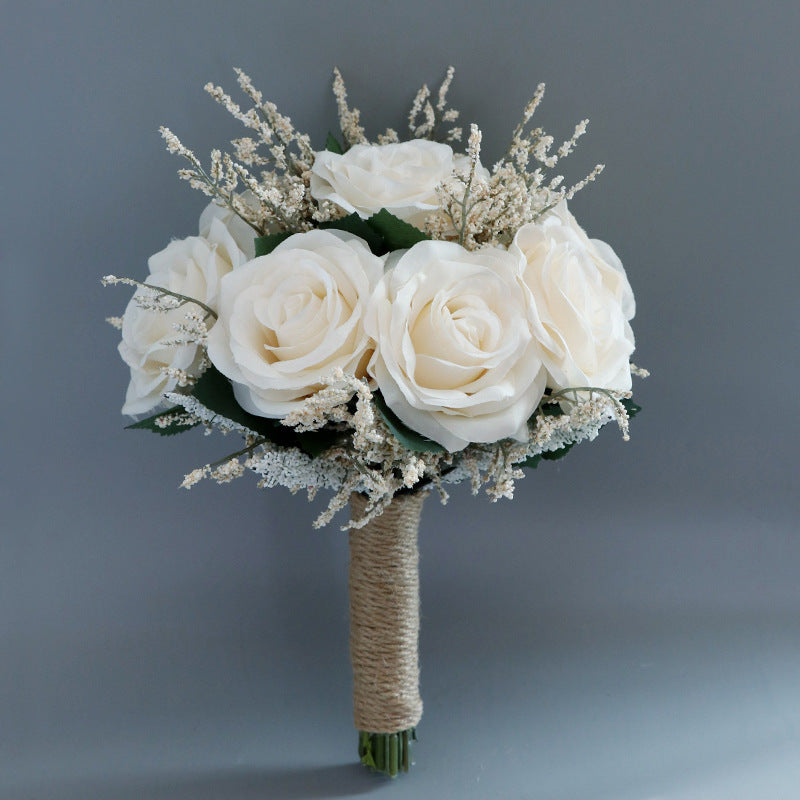 7 Inch Artificial Rose Bridesmaid Bouquets 10 Pcs Silk Wedding Flowers Bulk