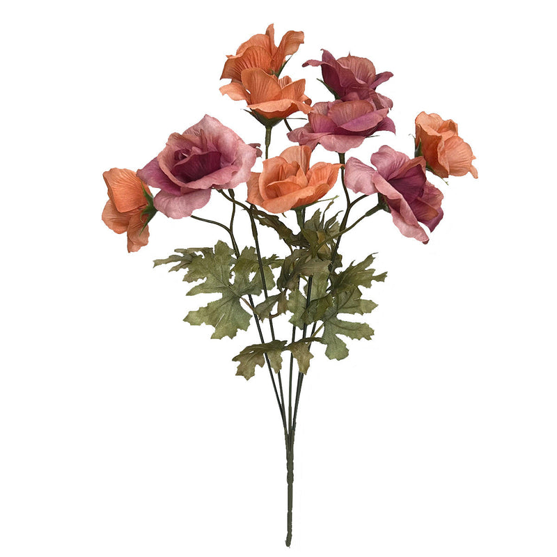 14.9 Inch Artificial Rose Bush Bouquet, 1 Pc Faux Silk Flower Arrangement for Fall Autumn Home Decor
