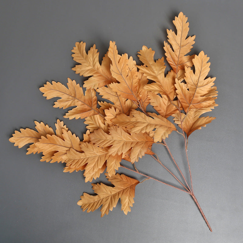 24 Inch Artificial Oak Leaf Stems 10 Pcs Bulk Autumn Thanksgiving Decor Silk Leaves