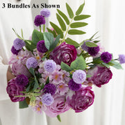 13 Inch Faux Peony Bouquet 10 Stems Artificial Silk Flowers for Wedding Crafts Bulk Bundle