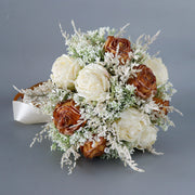 10 Pcs Burnt Orange Artificial Silk Rose Wedding Bridal Bouquet Flowers Bulk Wholesale