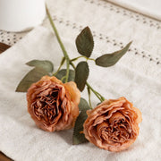 Realistic Silk Austin Roses Burnt Edge Artificial Flowers 12 Inch 10 Pcs for Wedding Arch Home Decoration Table Arrangements