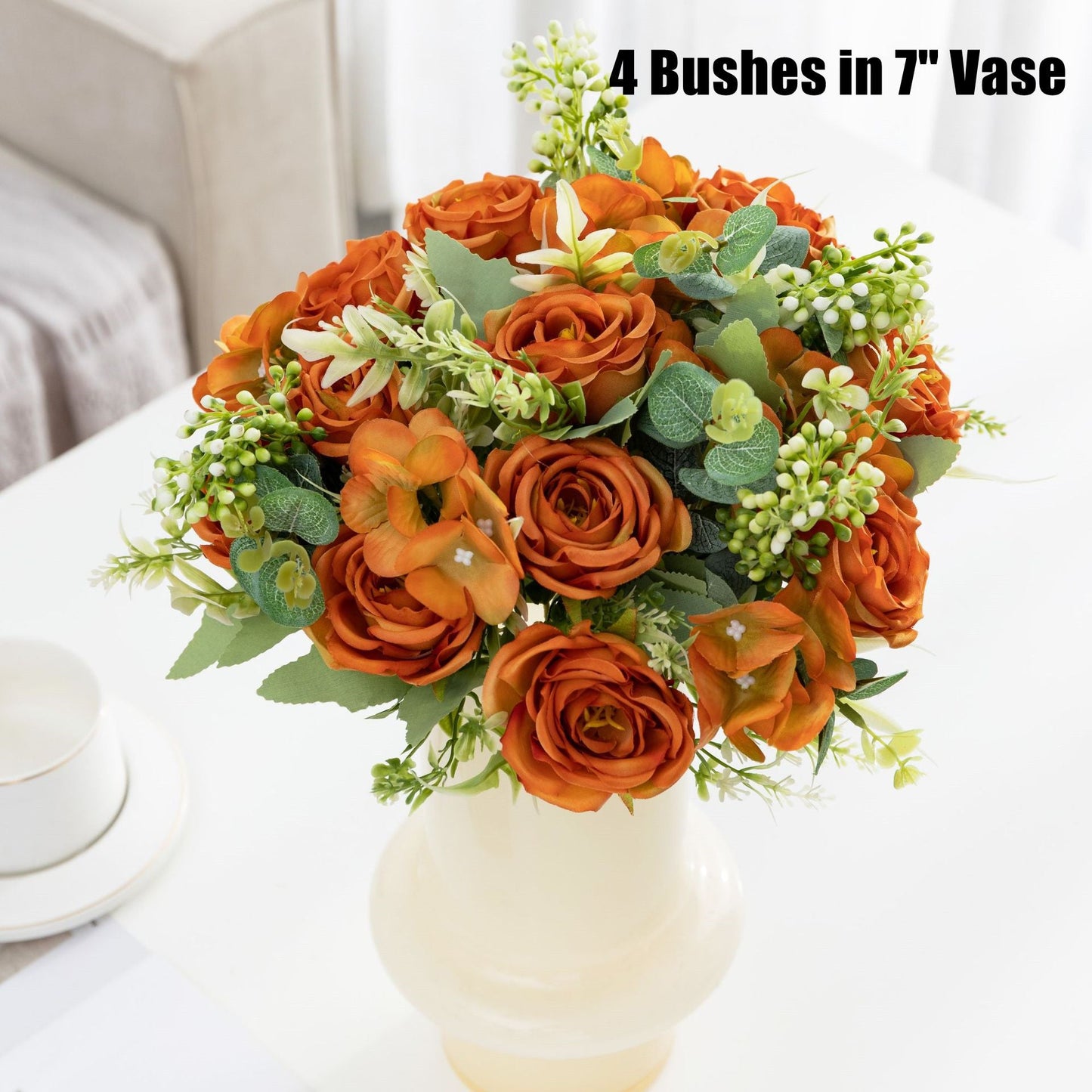 12.2 Inch Artificial Silk Rose Bouquet, Small Autumn Colors, Bulk Quantity