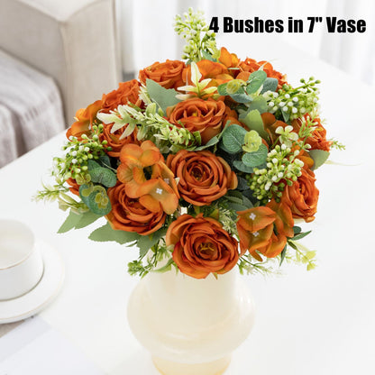 12.2 Inch Artificial Silk Rose Bouquet, Small Autumn Colors, Bulk Quantity