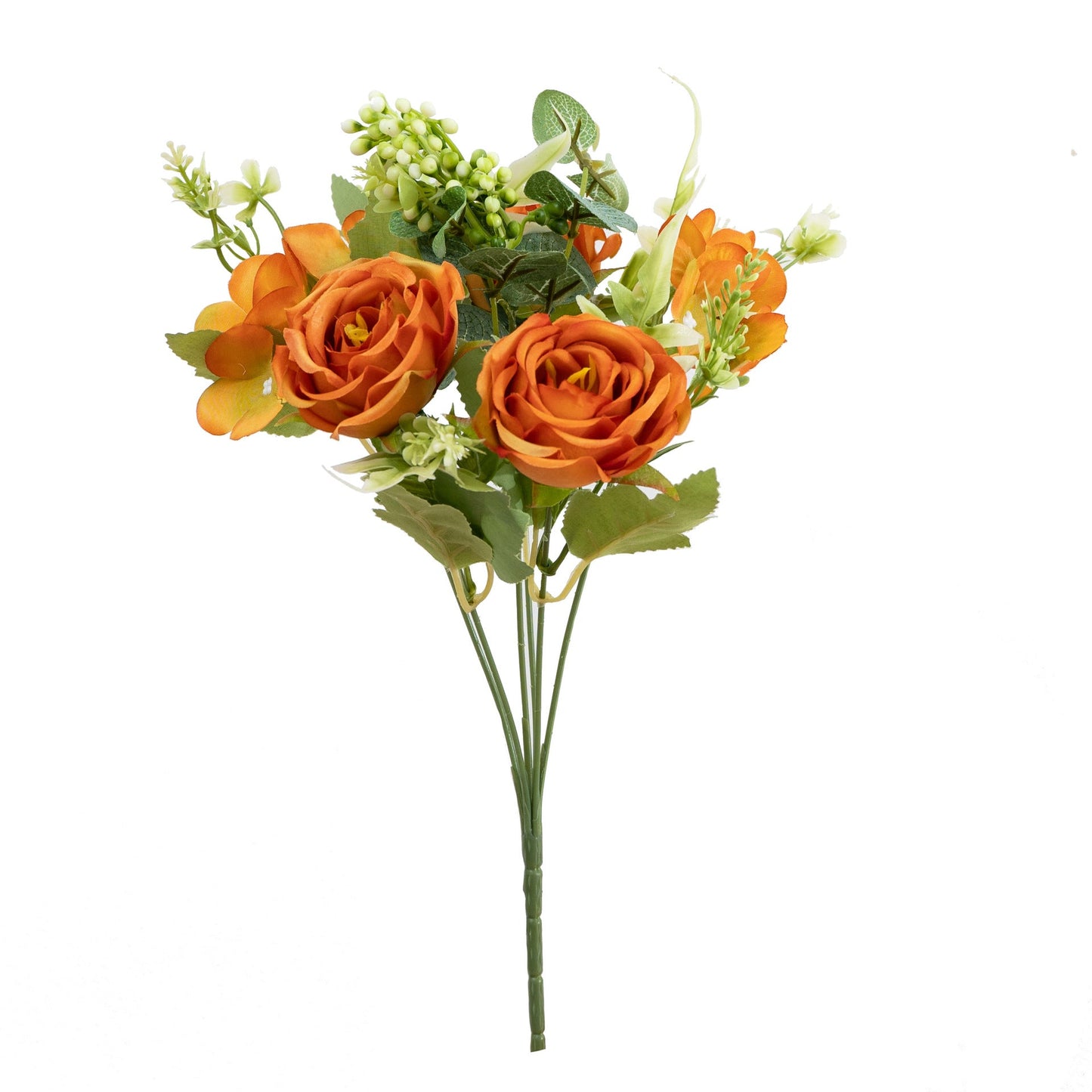 12.2 Inch Artificial Silk Rose Bouquet, Small Autumn Colors, Bulk Quantity