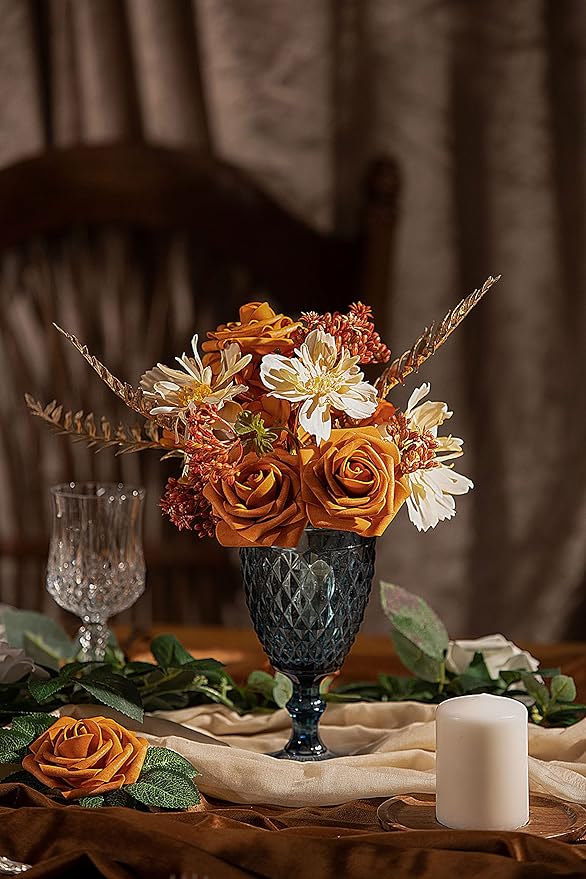 25 Pcs Artificial Foam Roses with Stems White 12 Inch Realistic DIY Wedding Bouquet Centerpieces