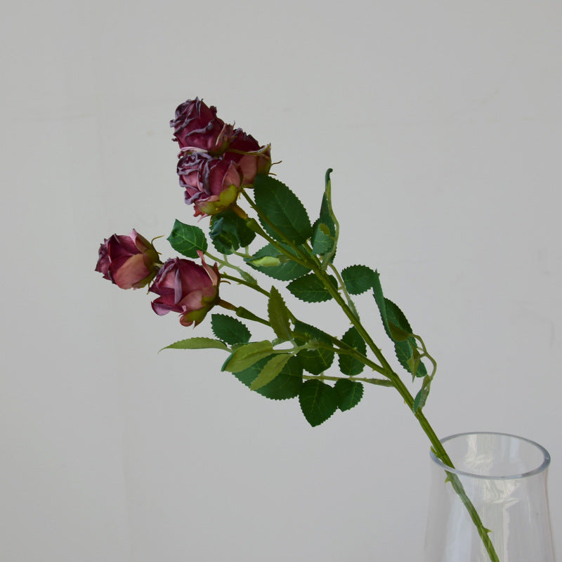 17.3 Inch Artificial Mini Roses with Burnt Edge, Lifelike Silk Flowers, Bulk for Home Decor, Wedding Centerpieces, DIY Crafts