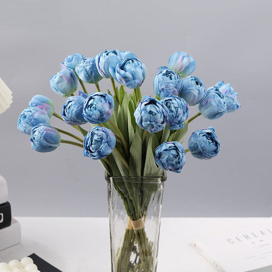 Bulk 7 Pcs Artificial Burnt Tulip Stems Bouquet Wholesale