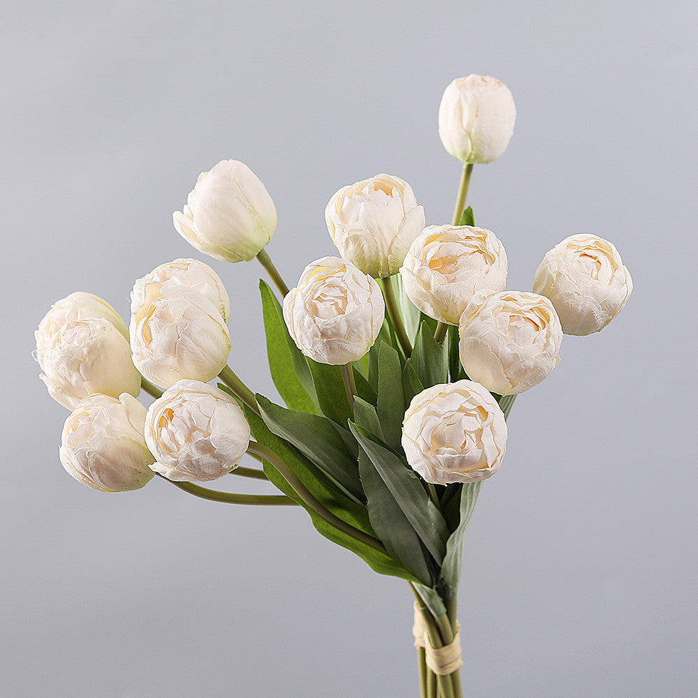 Bulk 7 Pcs Artificial Burnt Tulip Stems Bouquet Wholesale