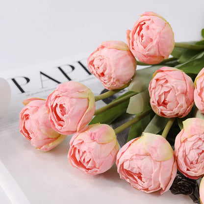 Bulk 7 Pcs Artificial Burnt Tulip Stems Bouquet Wholesale