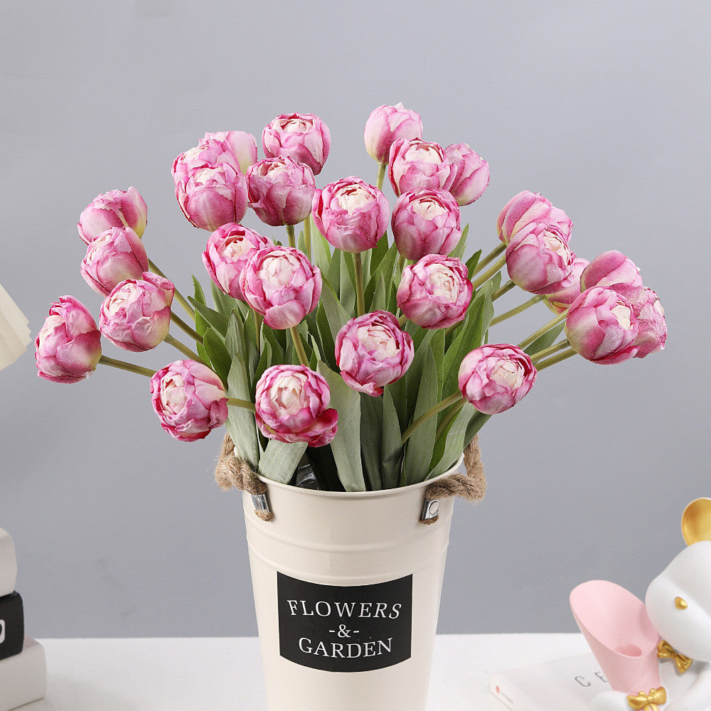 Bulk 7 Pcs Artificial Burnt Tulip Stems Bouquet Wholesale