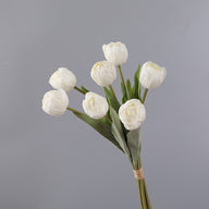 Bulk 7 Pcs Artificial Burnt Tulip Stems Bouquet Wholesale