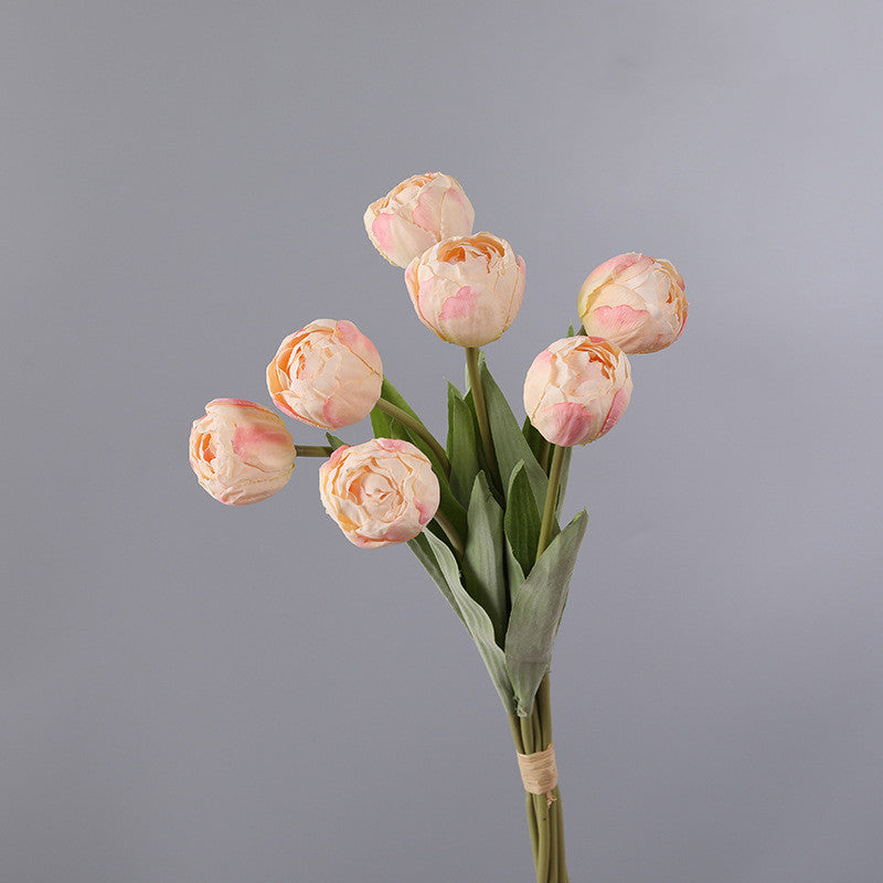 7 Pcs Burnt Orange Artificial Tulip Stems Bouquet Bulk Wholesale Silk Flowers