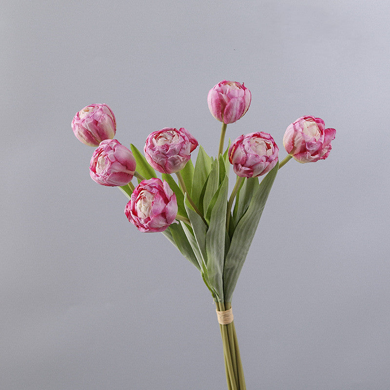 7 Pcs Burnt Orange Artificial Tulip Stems Bouquet Bulk Wholesale Silk Flowers