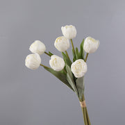 7 Pcs Burnt Orange Artificial Tulip Stems Bouquet Bulk Wholesale Silk Flowers
