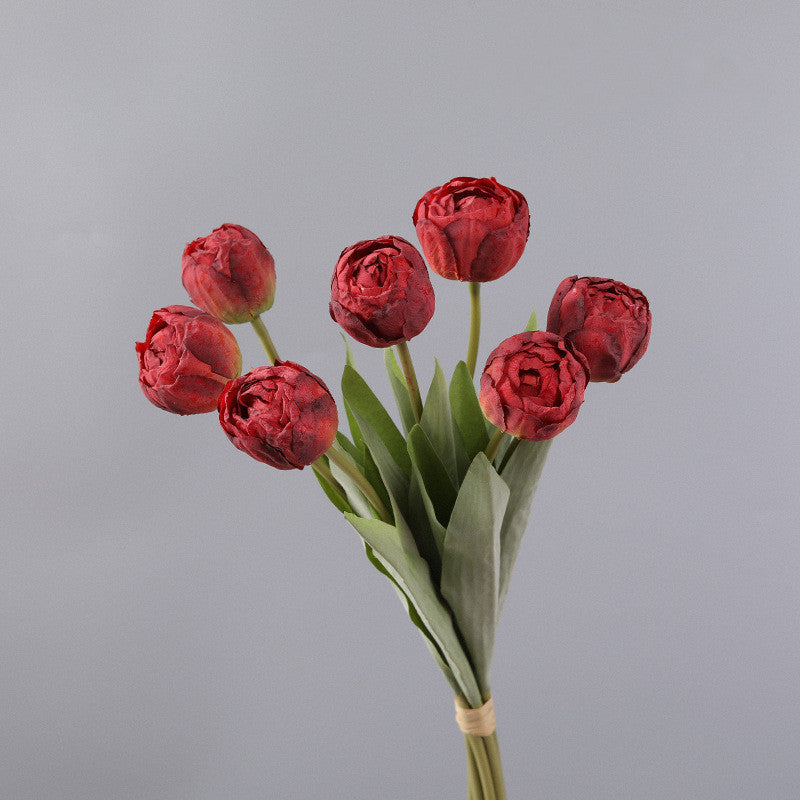 7 Pcs Burnt Orange Artificial Tulip Stems Bouquet Bulk Wholesale Silk Flowers