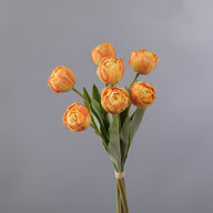 Bulk 7 Pcs Artificial Burnt Tulip Stems Bouquet Wholesale
