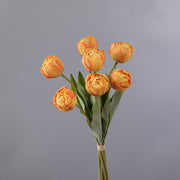 7 Pcs Burnt Orange Artificial Tulip Stems Bouquet Bulk Wholesale Silk Flowers