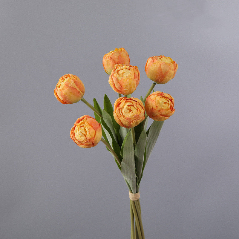 7 Pcs Burnt Orange Artificial Tulip Stems Bouquet Bulk Wholesale Silk Flowers