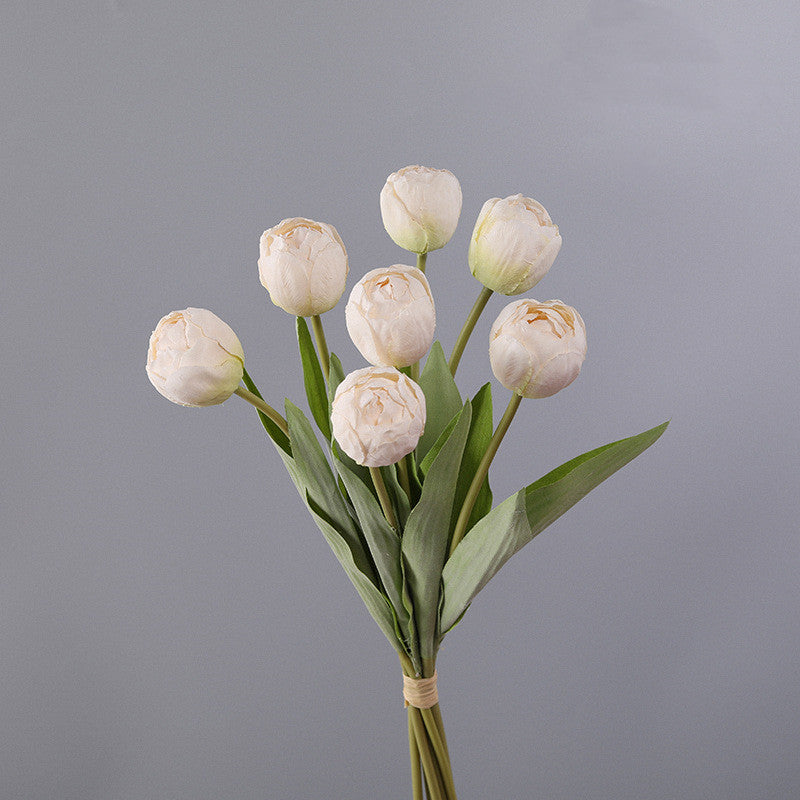 Bulk 7 Pcs Artificial Burnt Tulip Stems Bouquet Wholesale