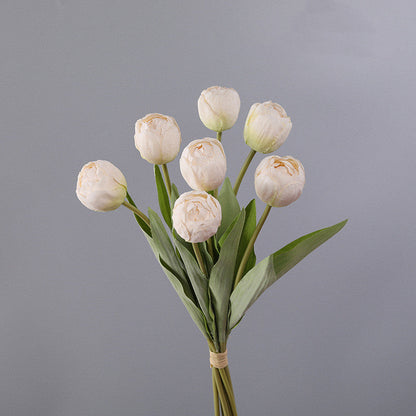 Bulk 7 Pcs Artificial Burnt Tulip Stems Bouquet Wholesale