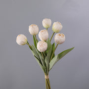 7 Pcs Burnt Orange Artificial Tulip Stems Bouquet Bulk Wholesale Silk Flowers