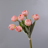 Bulk 7 Pcs Artificial Burnt Tulip Stems Bouquet Wholesale