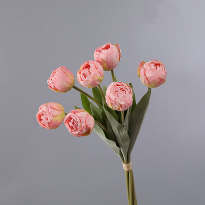 Bulk 7 Pcs Artificial Burnt Tulip Stems Bouquet Wholesale
